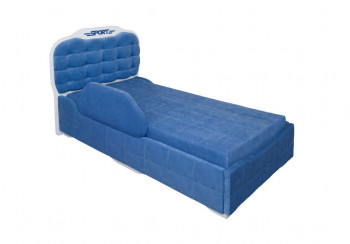 Кровать 190 Атлет Lux 29 Синий (мягкий бортик) в Агролесе - agroles.mebel54.com | фото