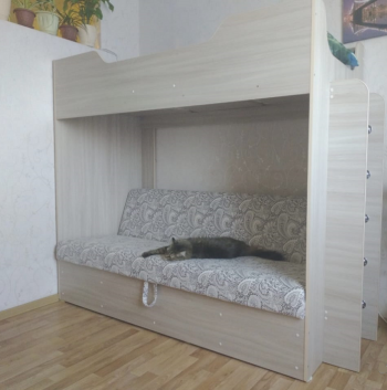 Кровать двухъярусная с диваном (Беленый дуб) в Агролесе - agroles.mebel54.com | фото