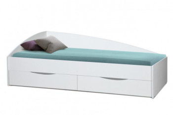 Кровать одинарная "Фея - 3" (асимметричная) (2000х900) New/(белый / белый / ДВПО белый) в Агролесе - agroles.mebel54.com | фото