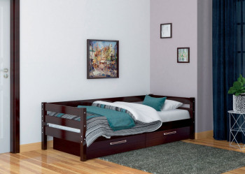 Кровать одинарная ГЛОРИЯ из массива сосны  900*2000 (Орех Тёмный) в Агролесе - agroles.mebel54.com | фото