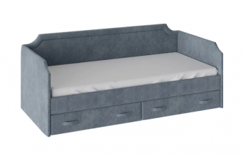 Кровать с мягкой обивкой и ящиками «Кантри» Тип 1 (900) (Замша синяя) в Агролесе - agroles.mebel54.com | фото