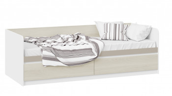 Кровать «Сканди» с 2 ящиками Дуб Гарден/Белый/Глиняный серый в Агролесе - agroles.mebel54.com | фото