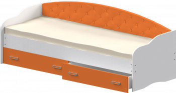 Кровать Софа-7 с мягкой спинкой (800х1900) Белый/Оранжевый в Агролесе - agroles.mebel54.com | фото