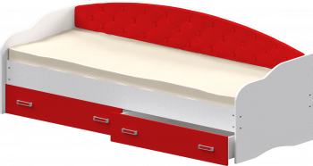 Кровать Софа-8 с мягкой спинкой (900х1900) Белый/Красный в Агролесе - agroles.mebel54.com | фото