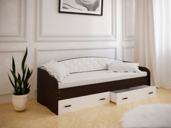 Кровать Софа-8 с мягкой спинкой (900х1900) Венге/ Белый в Агролесе - agroles.mebel54.com | фото