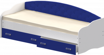 Кровать Софа-8 с мягкой спинкой (900х2000) Белый/Синий в Агролесе - agroles.mebel54.com | фото