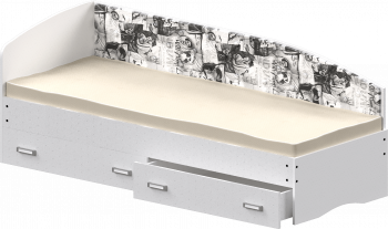 Кровать Софа-9 с мягкой спинкой с рисунком Милана (900х2000) Белый в Агролесе - agroles.mebel54.com | фото