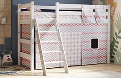 Кровать Соня вариант 6 полувысокая с наклонной лестницей Белый полупрозрачный в Агролесе - agroles.mebel54.com | фото