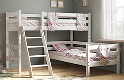 Кровать Соня вариант 8 угловая с наклонной лестницей Белый полупрозрачный в Агролесе - agroles.mebel54.com | фото