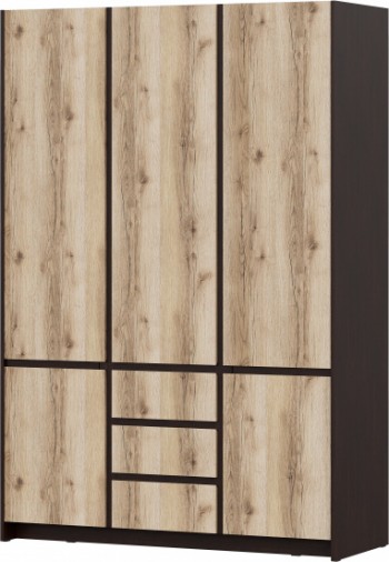 Модульная система "Прага" Шкаф для одежды трехстворчатый Дуб Венге/Дуб Делано в Агролесе - agroles.mebel54.com | фото