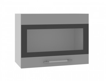 Норд ШВГС 600 Шкаф верхний горизонтальный со стеклом (Софт черный/корпус Белый) в Агролесе - agroles.mebel54.com | фото