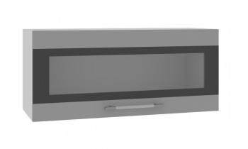 Норд ШВГС 800 Шкаф верхний горизонтальный со стеклом (Софт черный/корпус Белый) в Агролесе - agroles.mebel54.com | фото