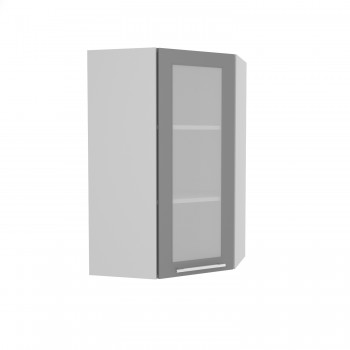 Норд ШВУС 600Н Шкаф верхний угловой (премьер) высокий (Софт черный/корпус Белый) в Агролесе - agroles.mebel54.com | фото