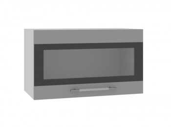 Ройс ПГСФ 600 Шкаф верхний горизонтальный со стеклом с фотопечатью (Графит софт/корпус Серый) в Агролесе - agroles.mebel54.com | фото