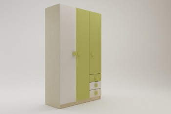 Шкаф 3-х створчатый с ящиками Эппл (Зеленый/Белый/корпус Клен) в Агролесе - agroles.mebel54.com | фото