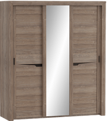Шкаф трехдверный Соренто с раздвижными дверями Дуб стирлинг/Кофе структурный матовый в Агролесе - agroles.mebel54.com | фото
